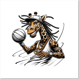 Basketball Giraffe Player | Whimsical Hoops & Wildlife Art Posters and Art